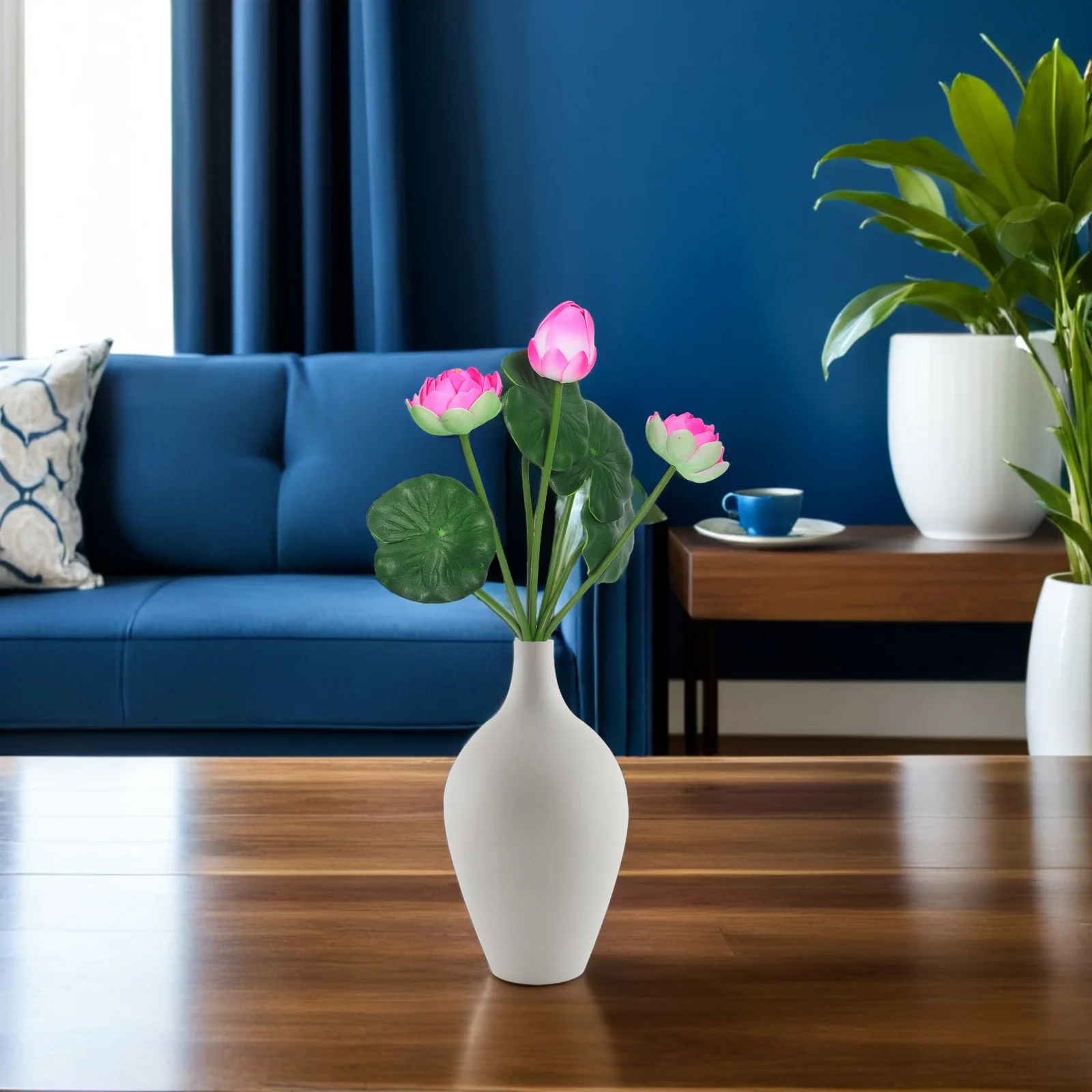 

2Pcs Simulation Lotus Flowers Artificial Eva Material Decoration for Home Office Wedding Desktop Green Plant Adornments