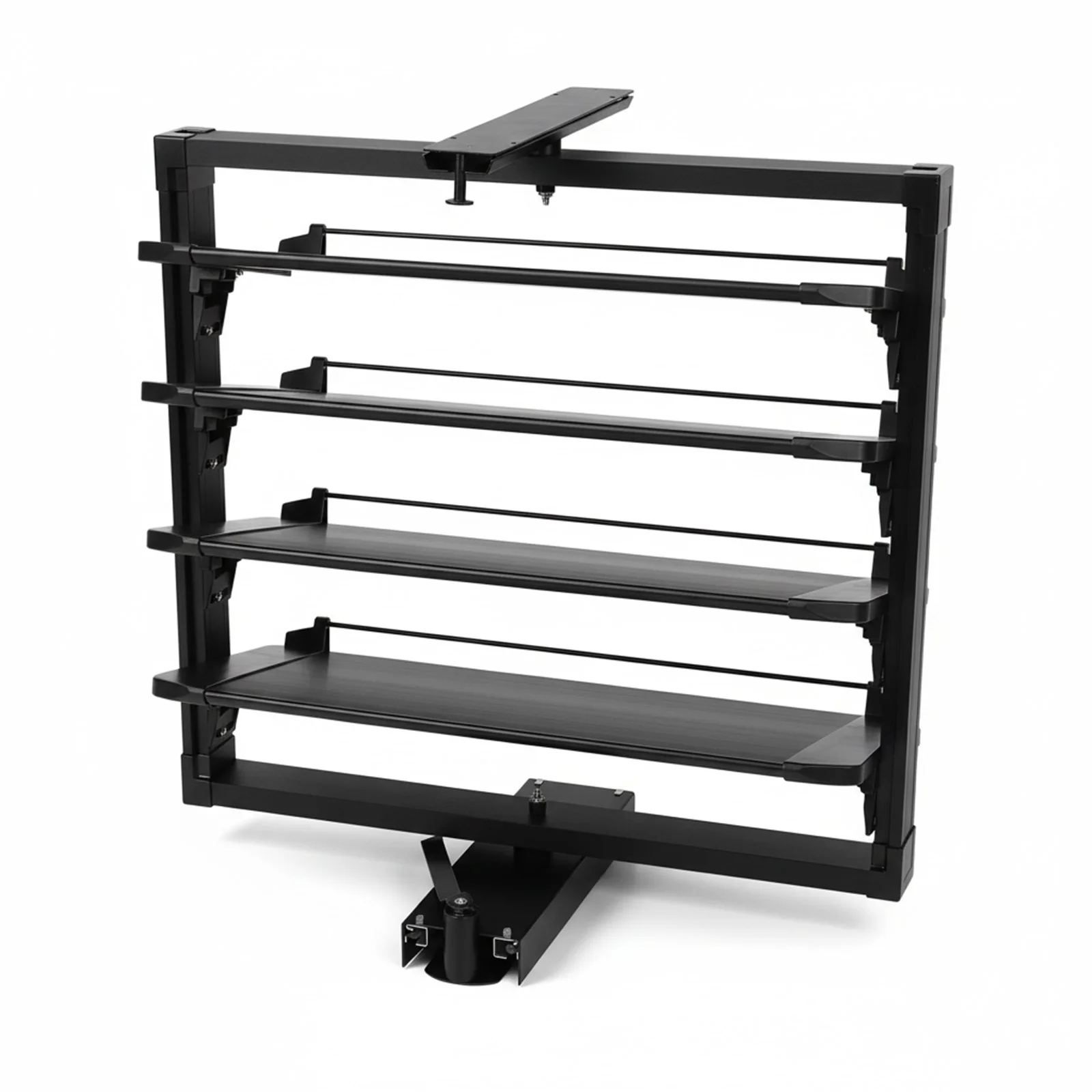Pull-Out Metal Stackable Shoe Rack 360° Rotating 4 Tier Shoe Holder Multi-layer Vertical Shelf Organizer Retractable for Closet