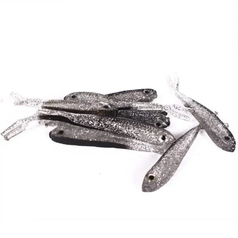 5Pcs Soft Lure 7cm/6g Split Tail Lead Fish Swimbaits with Hooks Silicone Artificial Fishing Bait for Saltwater