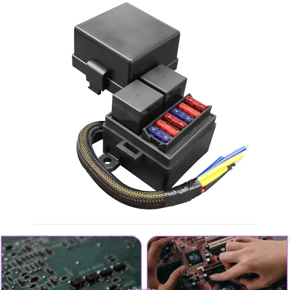 Car Pre-wired Fuse Relay Box 2x80A Relay Slots 6xFuse Brackets For Cars Ships For Automotive And Marine Applications