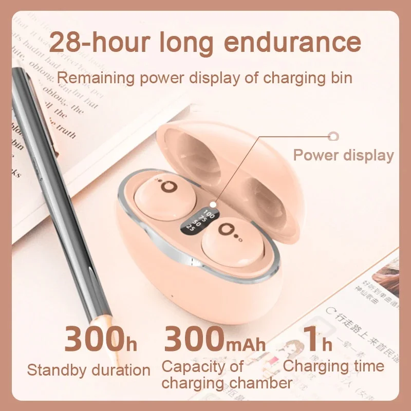 Mini Bluetooth Headset 5.3 Invisible Earbuds Wireless Headphones TWS Noise Reduction Sleeping Earphones For Music Home Work