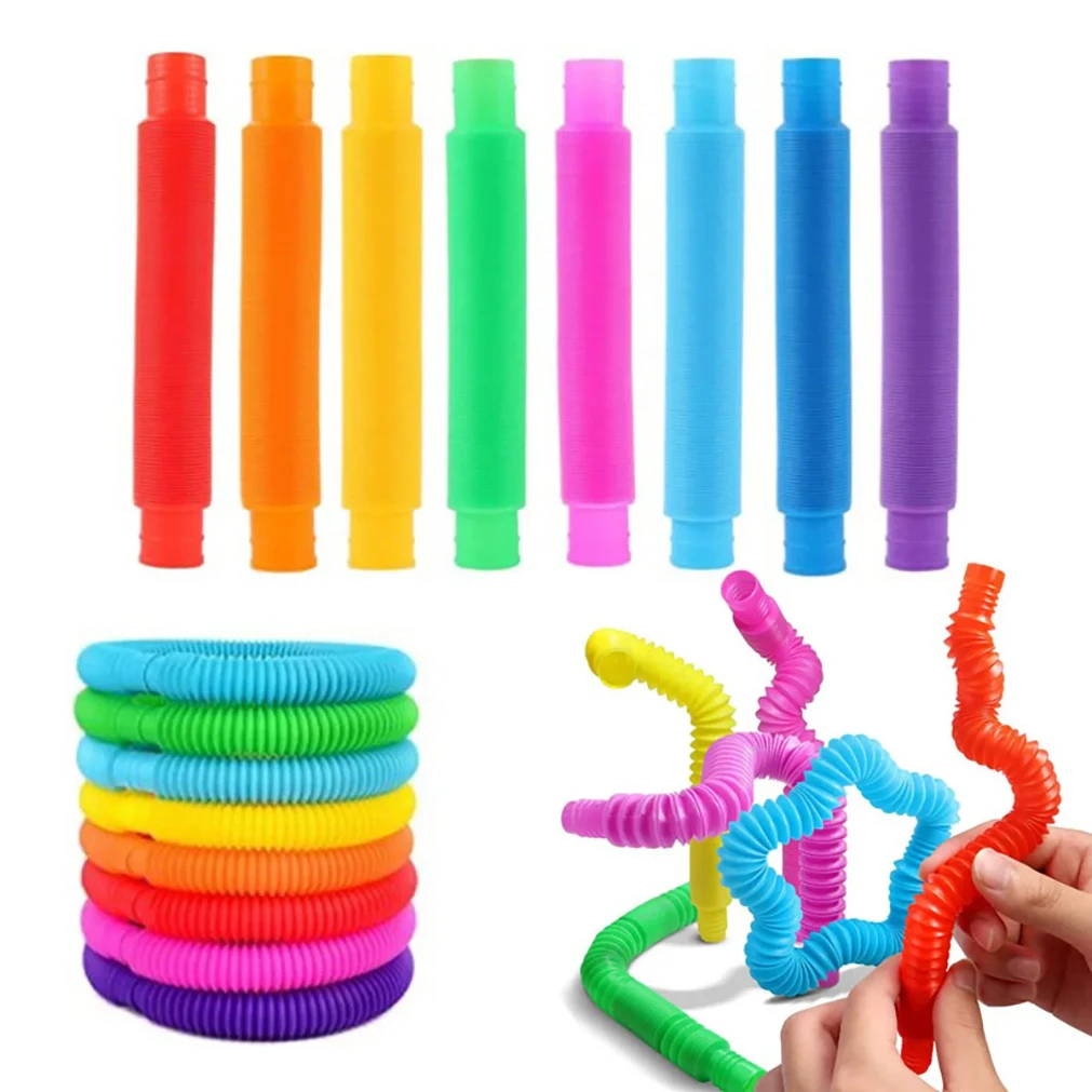 

10-30PCS Colorful Telescopic Tubes Fidget Toys Plastic Sensory Pop Tubes Stress Relief Toys Adults Decompression Kids Toys Gifts