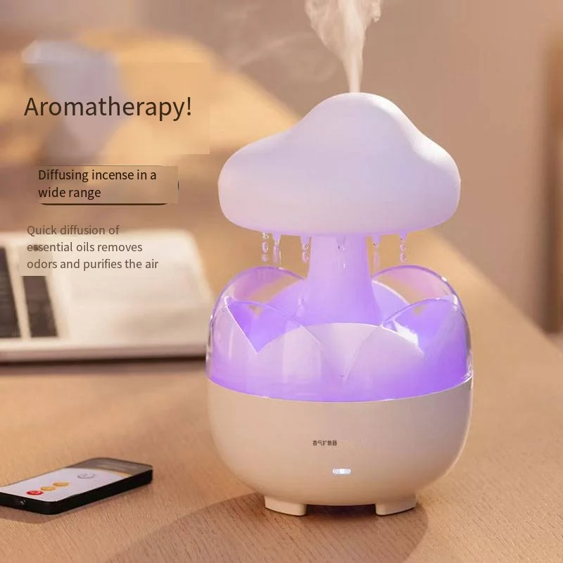 New Cloud Raindrop Humidifier Home Creative Essential Oil Aromatherapy Machine Colorful Atmosphere Light 24V with Remote Control