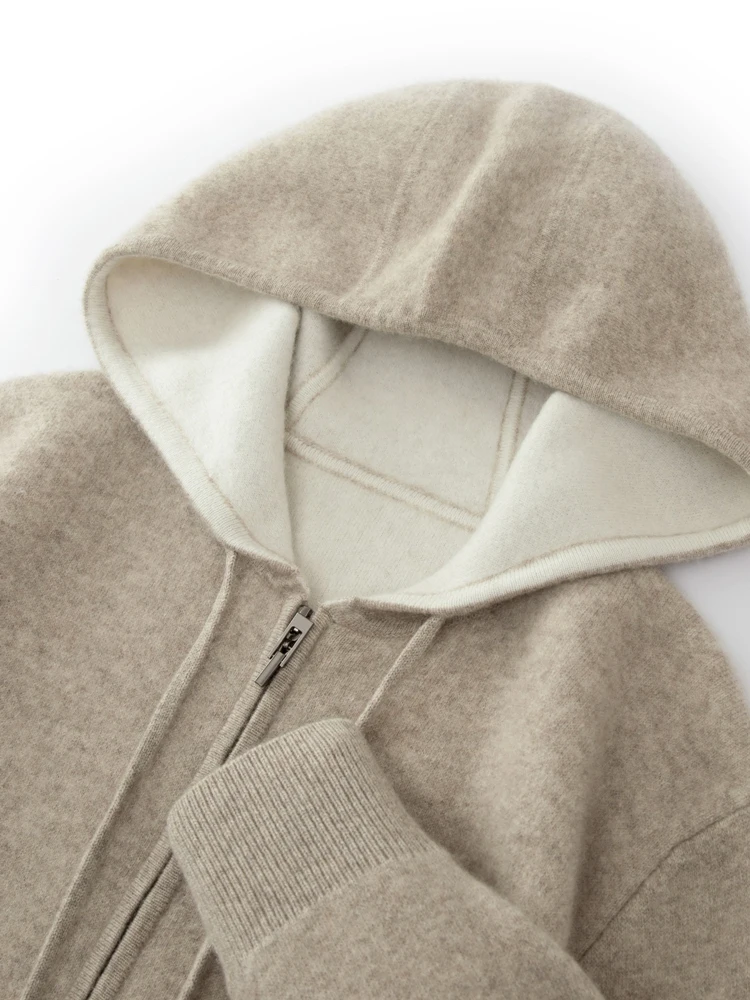 Men's Cashmere Sweater 100% Merino Wool Cardigan Hoodie Thick Zipper Knitwear Luxary Quality Coat Smart Casual Tops Clothing