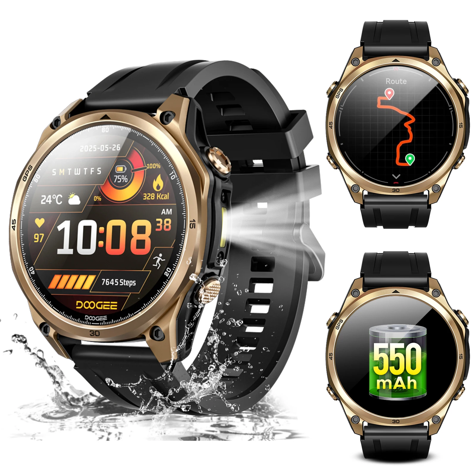 DOOGEE ANYWISE W1 Smart Watch 5ATM Waterbestendigheid 178 sportmodi Gezondheidsmonitoring GPS met dubbele frequentie Herinneringsfunctie