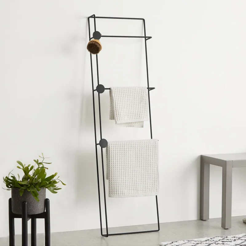 Nordic Floor Type Towel Rack - Bedroom Clothes Hanger Minimalist Bathroom Ladder Storage Elegant and Functional Design Hot Sale