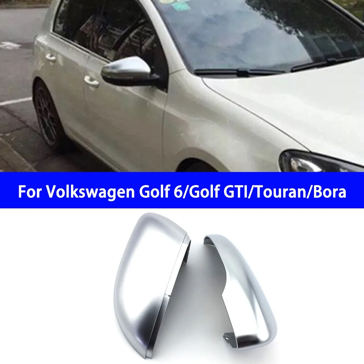 Suitable for Volkswagen Golf 6GTI Touareg Passat Lingyu Bora Silver Ear Matte Silver Plated Rear View Mirror Shell