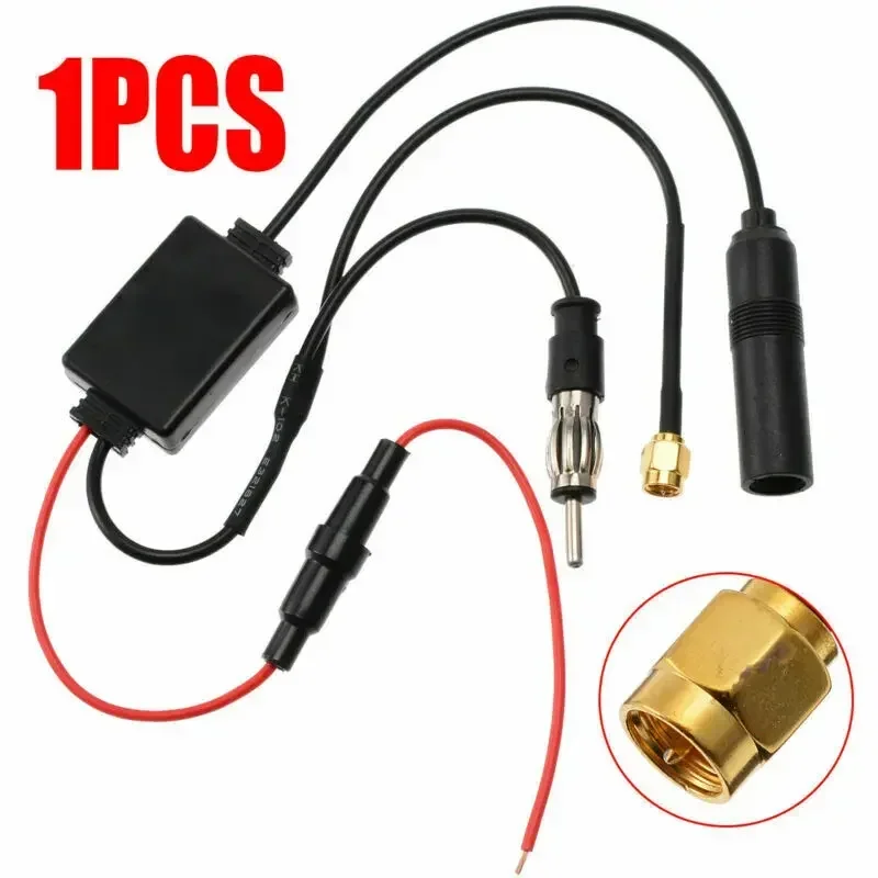 Car Antenna Amplifier Splitter Signal AMP Booster Stereo Aerial DAB AM FM Radio