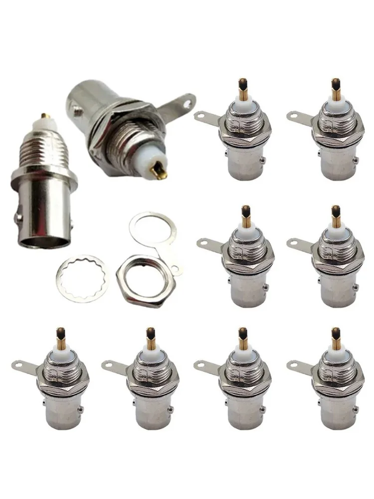 Connecteurs BNC femelles de haute qualité pour montage sur panneau, 10 pièces, prises d'oscilloscope 50 ohms, bornes à souder - adaptateurs coaxiaux RF