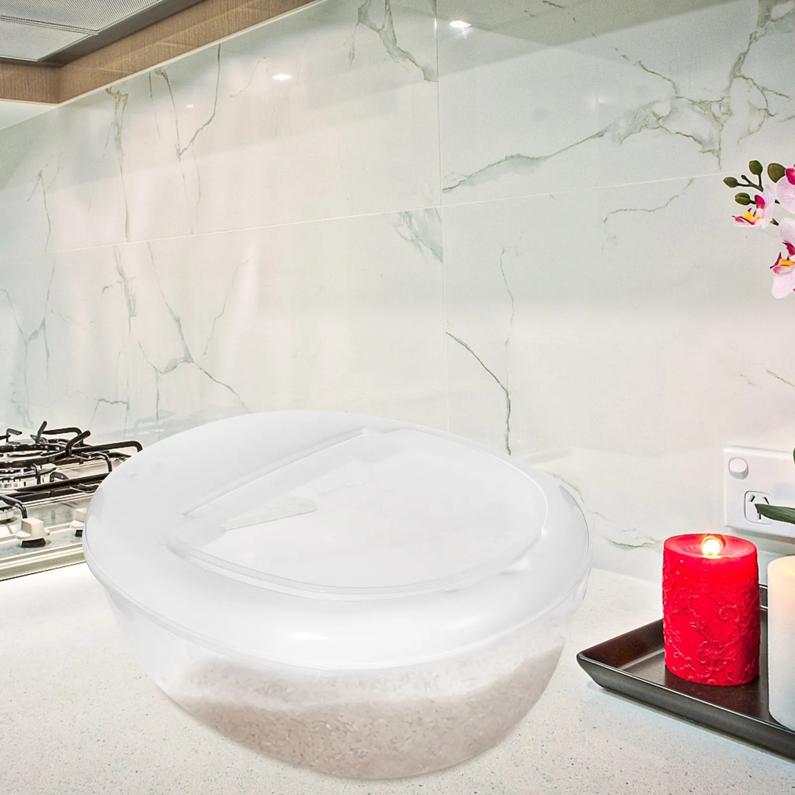 

Large Airtight Rice Container PP Material Food Storage Bin for Kitchen Grain Cereal Flour Storage Lid Measuring Cup