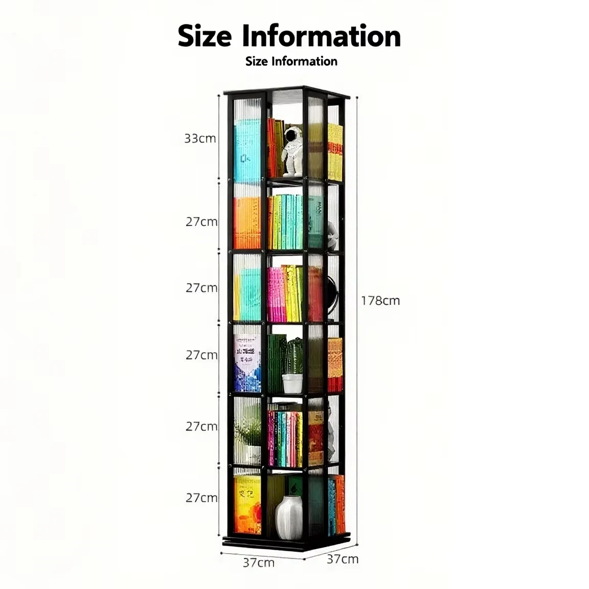 Wholesale 360 Display Rotating Bookshelf Tower Bamboo Floor Standing Storage Rack for Magazine Organization