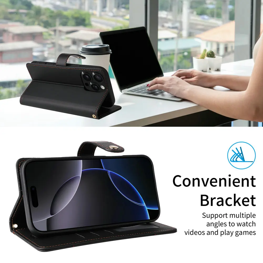 آيفون 17 الهواء 16E 5G 2025 6-بطاقات محفظة جلدية تتفاعل حافظة آيفون 17 16 15 14 13 12 11 برو ماكس آيفون 17 زائد غطاء فاخر