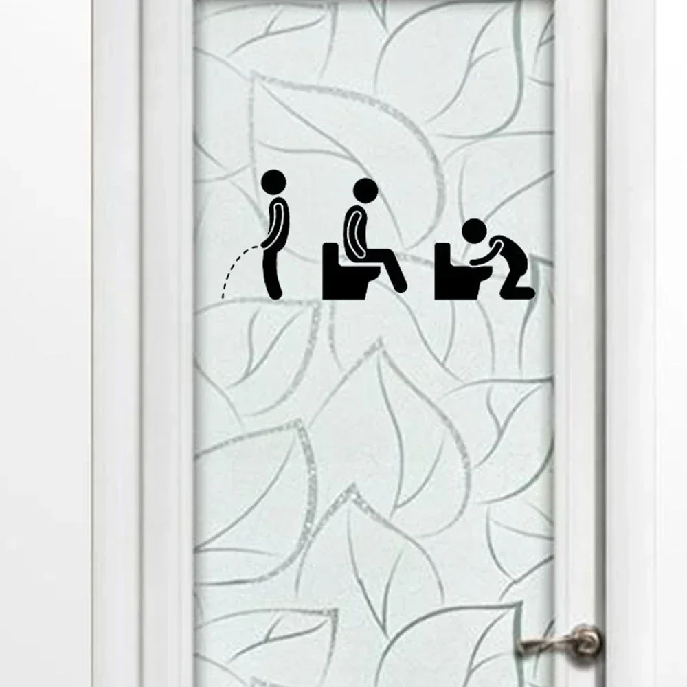 Funny Toilet Sign Stickers Background Toil Sticker Can Be Removed Door Decor Washroom Wall Decals Art Waterproof Creative