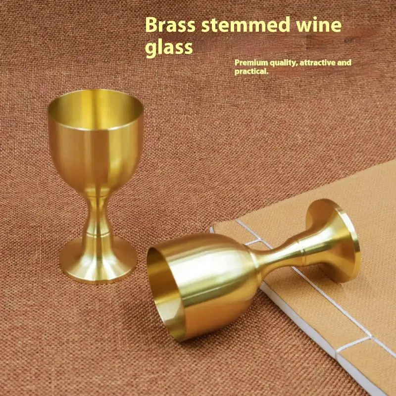 النحاس كأس للنبيذ كأس منضدية صغيرة طلقة النحاس الحرف الأحمر الأبيض النبيذ البوق النحاس الديكور لمطعم #4