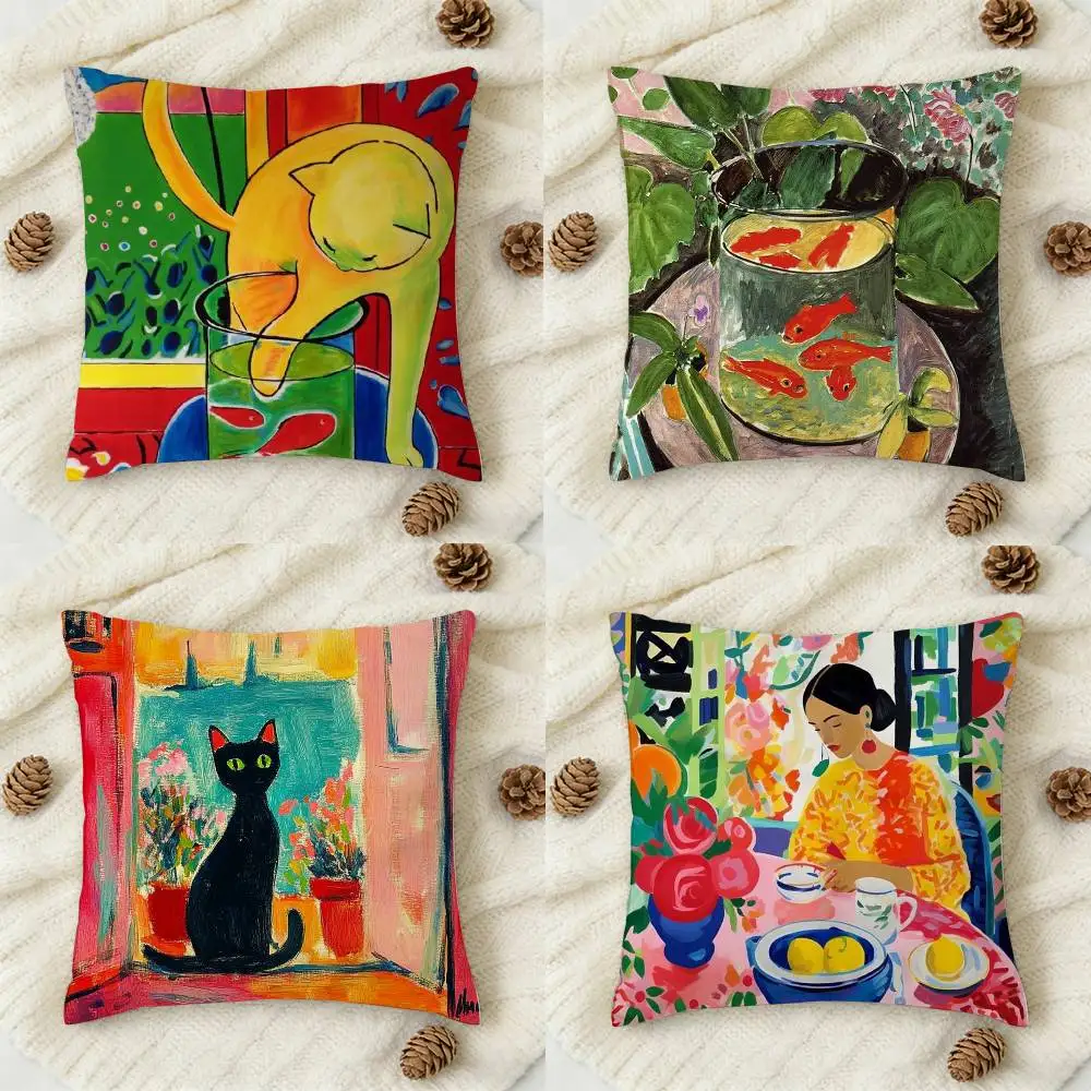 

H-Henri Matisse Paintings Art Double-sided Printed Square Decorative Cushion Cover for Sofa Living Room Home Decor