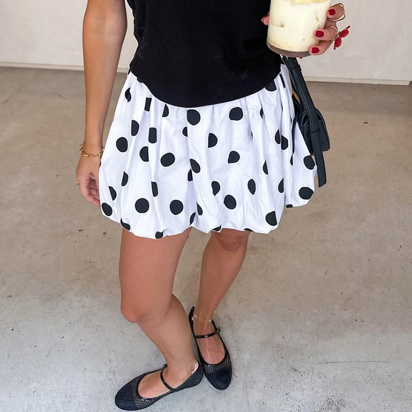 

Linad Street Chic Dot Ball Gown Skirts Fashion Chiffon High Waist Skirts For Women Sexy Mini Skirt Female 2025 Summer Clothes