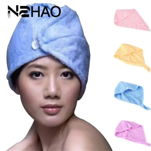 Home Textile Microfiber Solid Hair Turban Quickly Dry Hair Hat Wrapped Towel Bath Random Color Available Superfine Fiber Fabrics