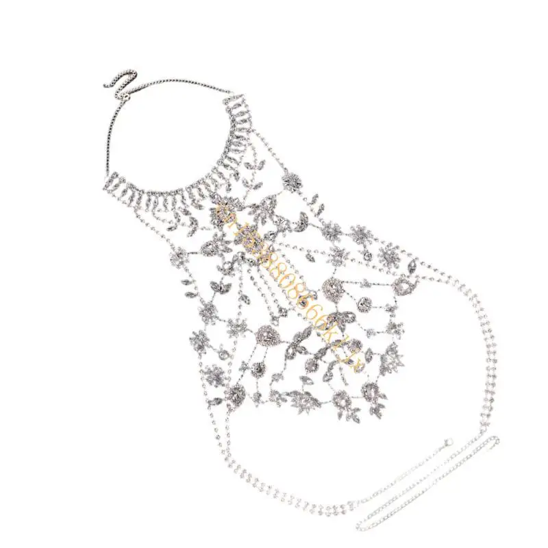 

Elegant Layered Neck Chain Body Chain Shoulder Necklace Heavy Duty Rhinestones 066C