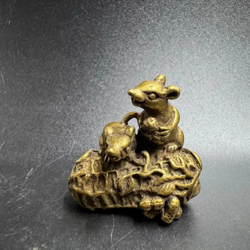 Brass Peanut Mouse Ruyi Mini Ornament