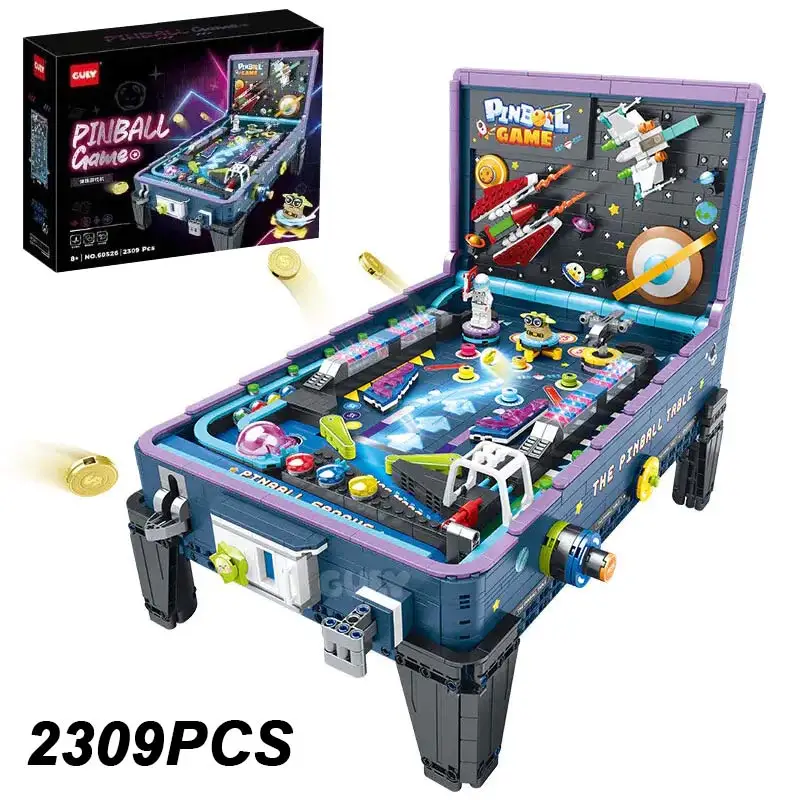 2309PCS Kreative 3D Flipper Spiel Gehen Bausteine Mit LED Licht Musik Box Montieren Ziegel Spielzeug