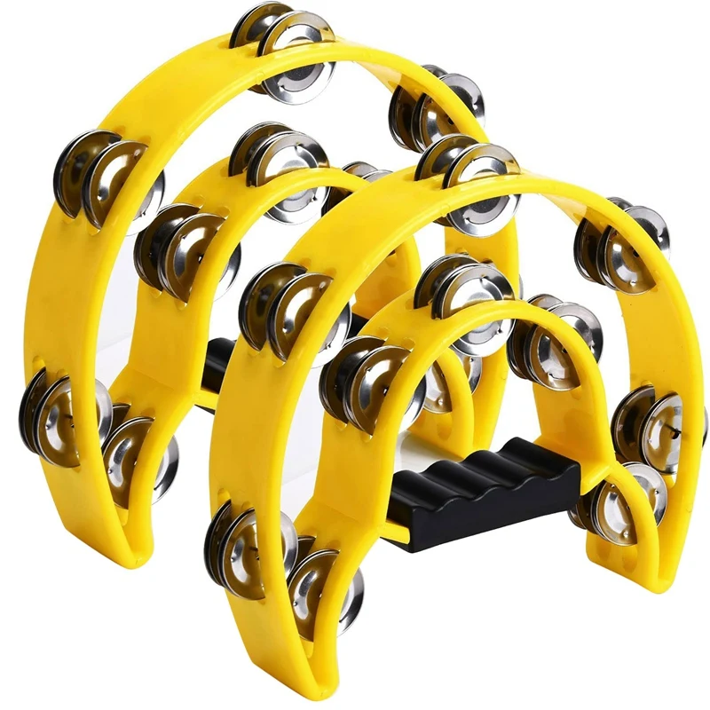 New Handheld Percussion Tambourines Double Row Tambourinehalf Moon Handheld Tambourine For KTV Party Family Gathering