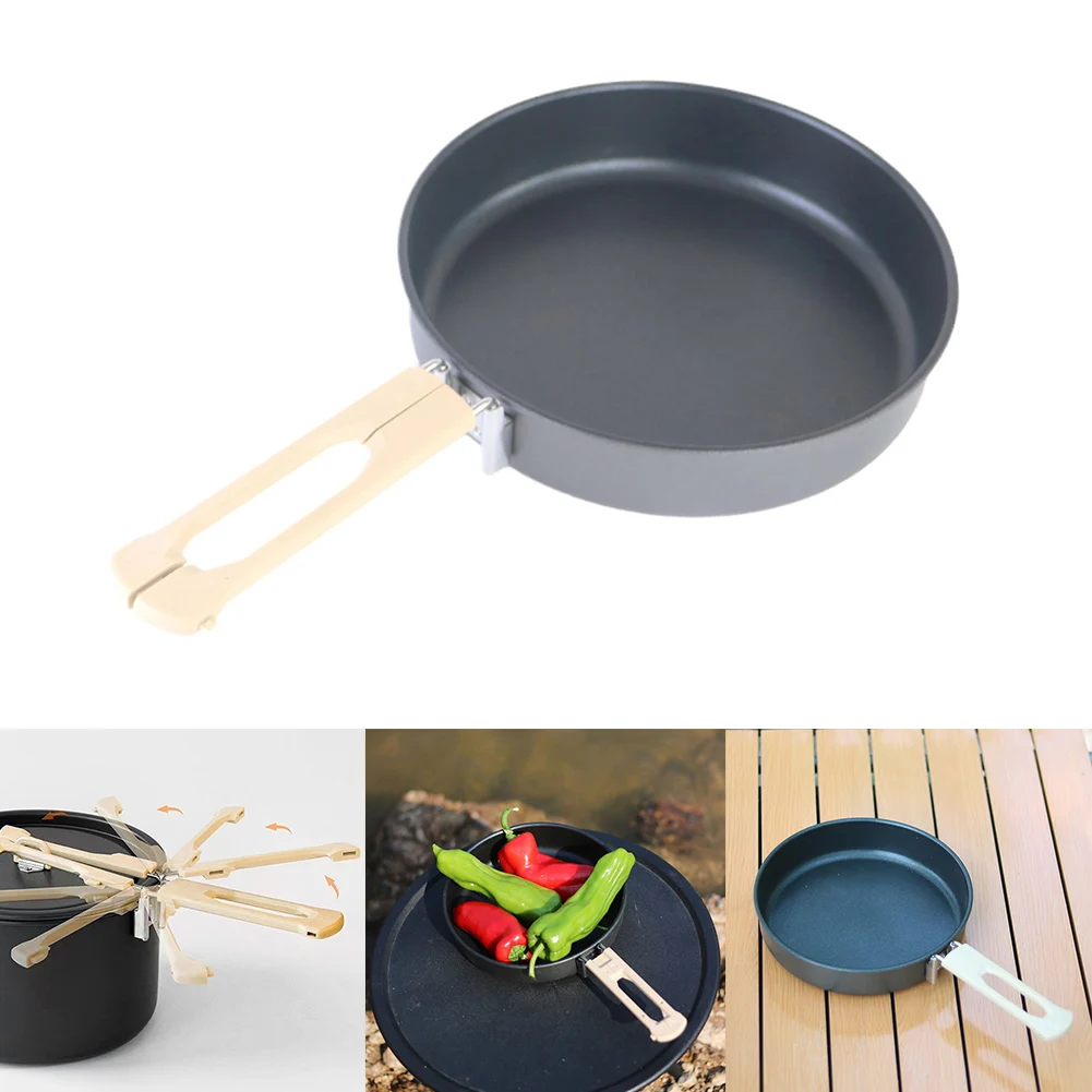 Camping Picnics Camping Cookware Foldable Outdoor Cookware Camping Foldable Handle Anodized Aluminum Comfortable Grip