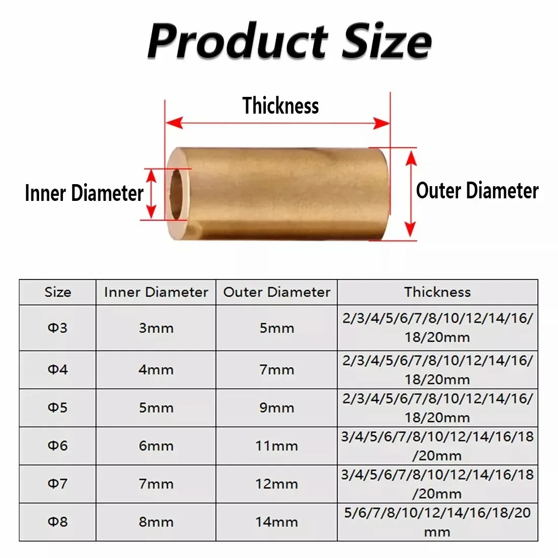 3mm~20mm Metric Powder Metallurgy Oilite Bushing Copper Shaft Bushing Inner Diameter M3 M4 M5 M6 Small Bushing Height