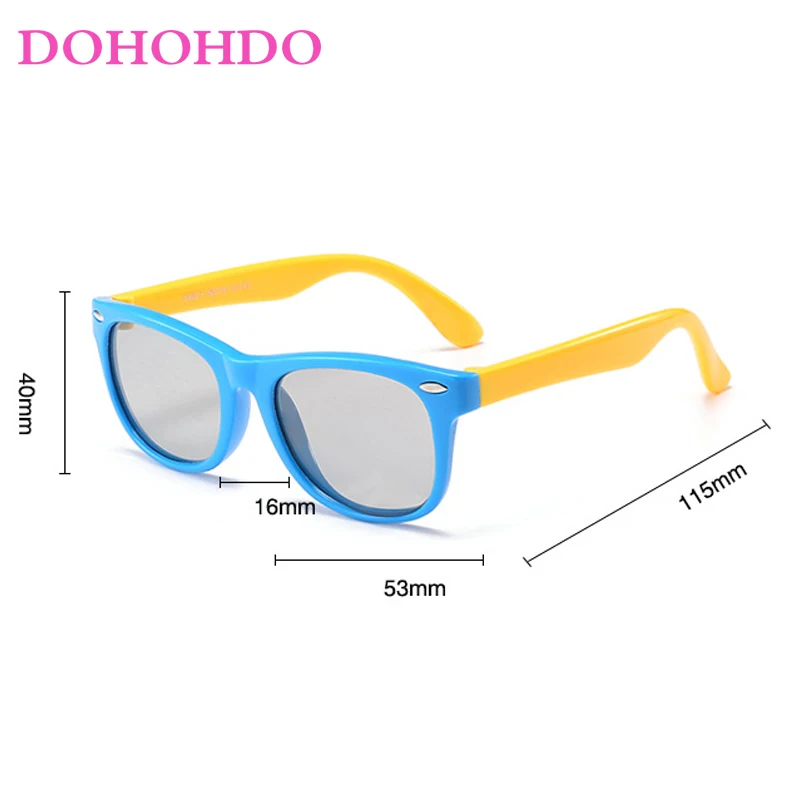 DOHOHDO Kids Children Photochromic Sunglasses Boys Girls Coating Mirror Soft Safe Polarized  Sun Glass 2023 Brand Designer UV400