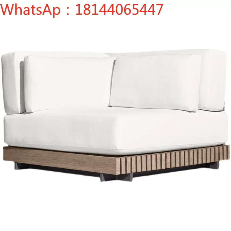 

Teak outdoor sofa large villa garden terrace old anticorrosive solid wood sofa combination outdoor courtyard furniture