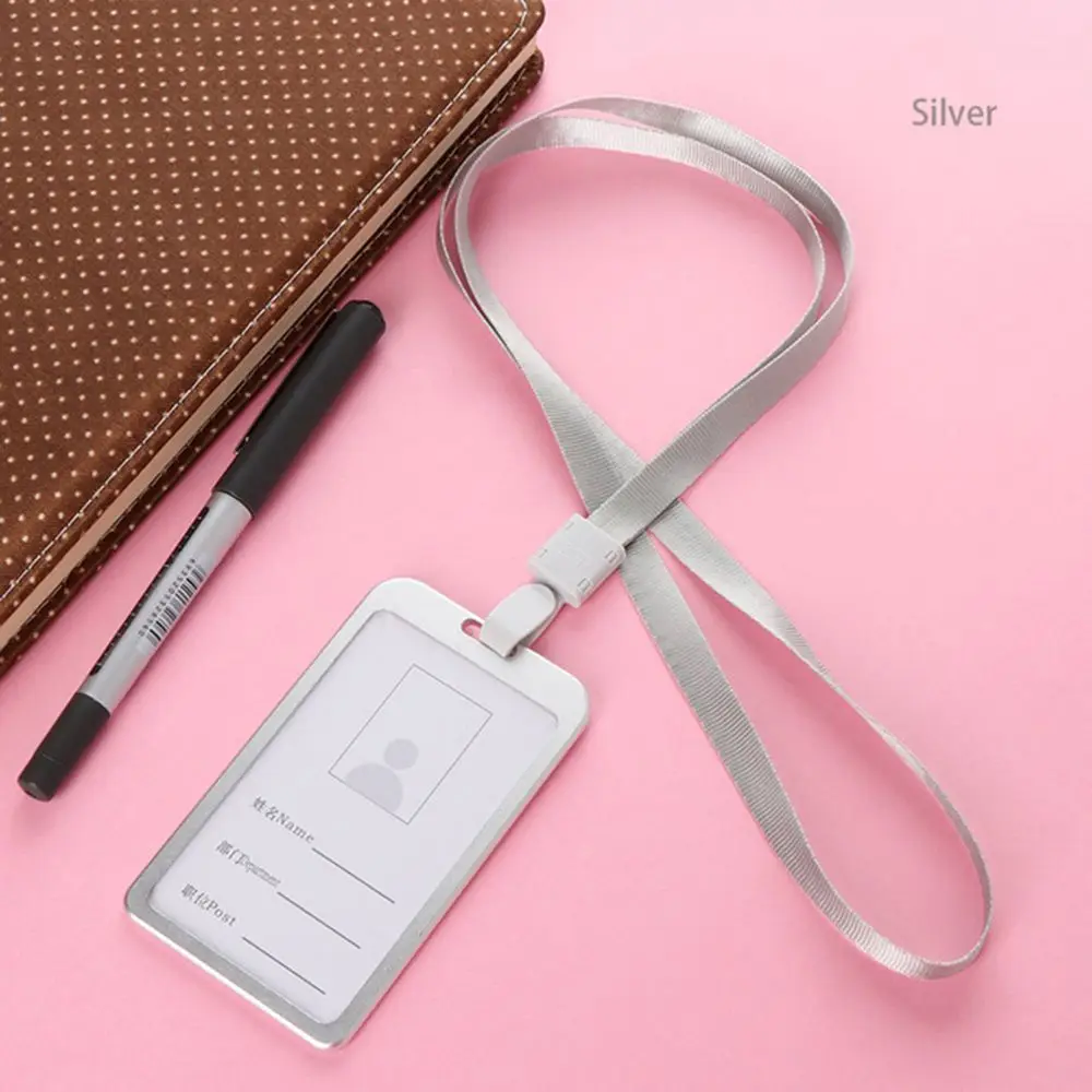 Pocket Name Employee Company Identity Certificate Metal Case Business Pass Tag with Lanyard Work Badge ID Card Holder