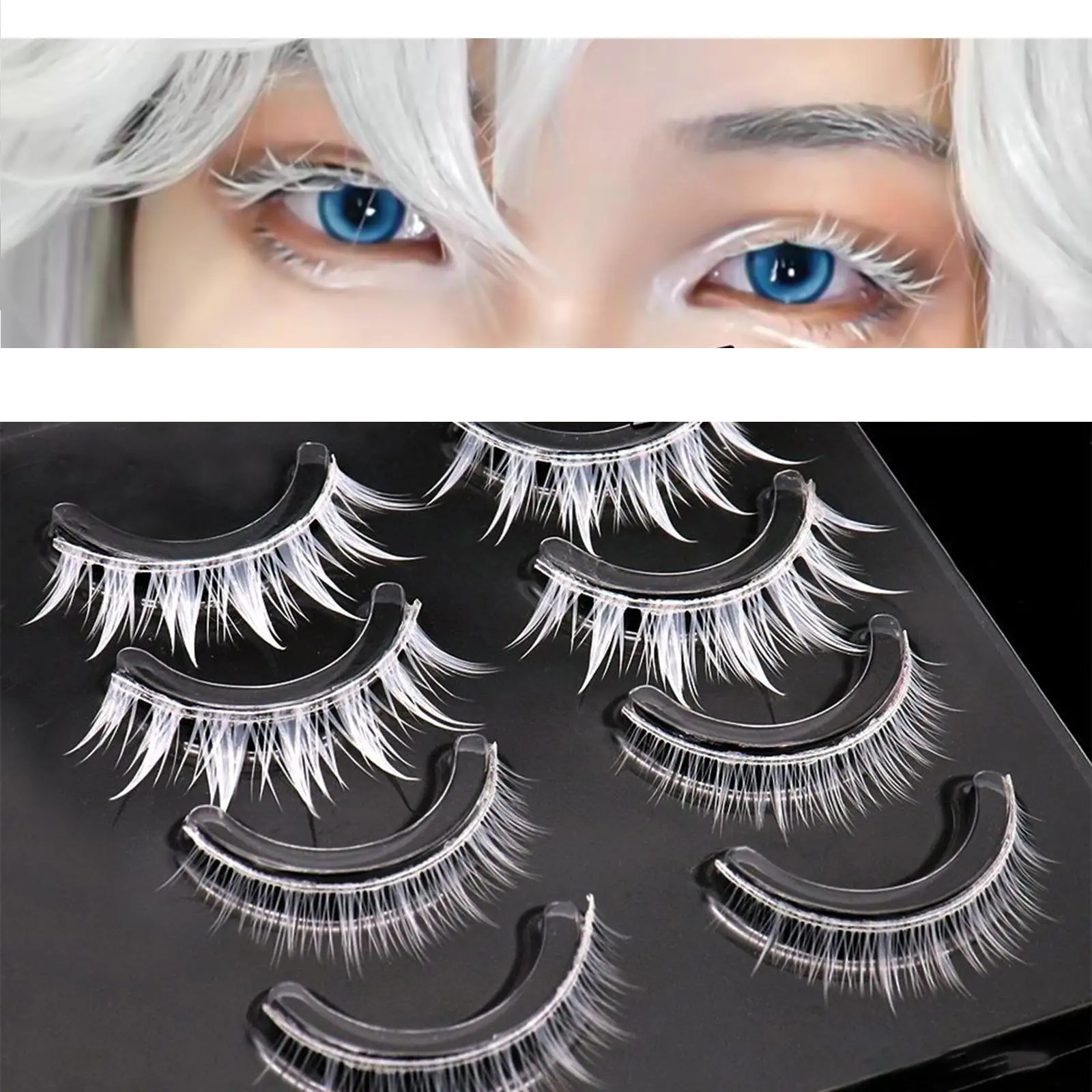 White Lashes White False Eyelashes Professional Extension Makeup Tools for Valentines Date Night Wedding Events Girls Part