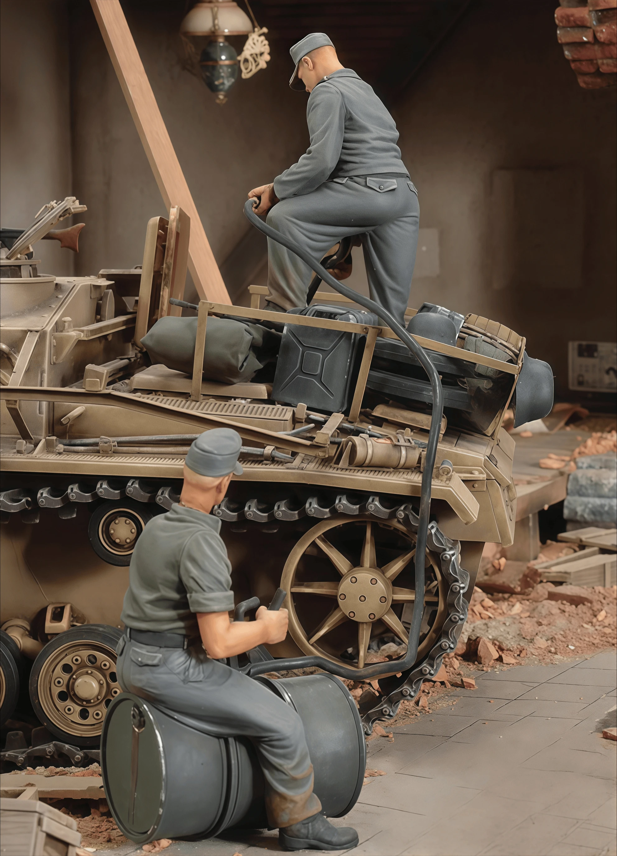 1: 35 مجموعة أدوات تجميع نموذج الراتنج المصبوب GK، 2 مصلح خزان، احتياجات غير مطلية لتجميعها #1