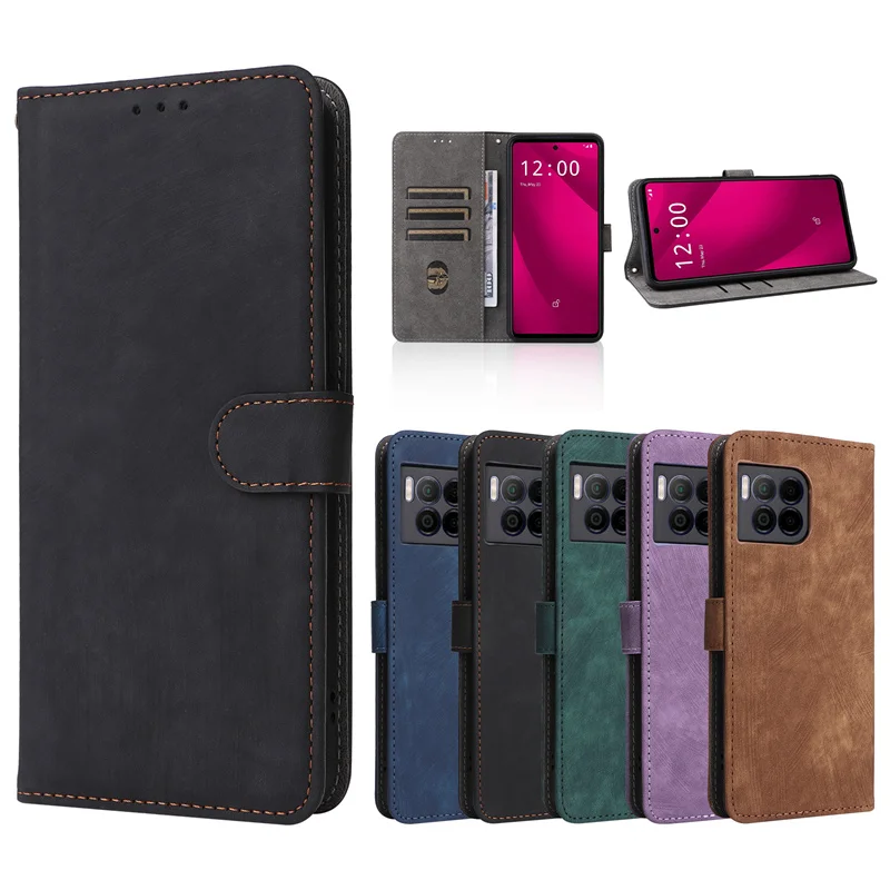 For T-Mobile T Phone 2 Pro 5G Case Wallet Anti-theft Brush Magnetic Flip Leather Case For T-Mobile T Phone 2 5G Phone Case