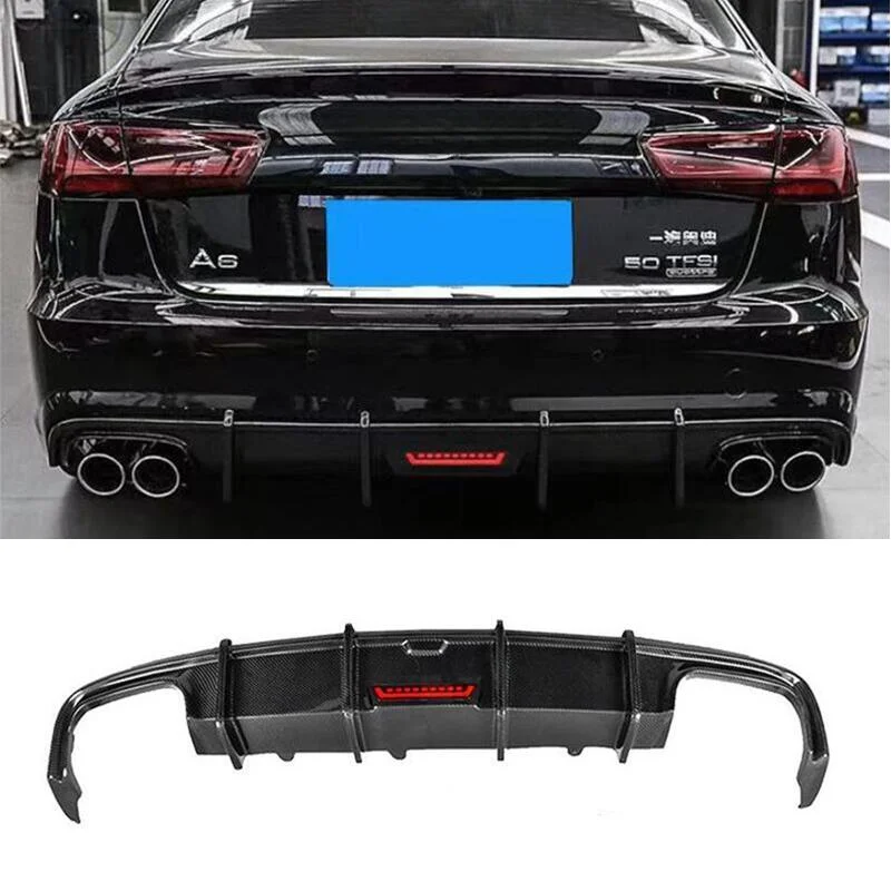 

New！ For Audi A6 S Line S6 C7.5 2015 2016 2017 Real Carbon Fiber Rear Diffuser Kit Lip Spoiler High Quality Refits Splitters