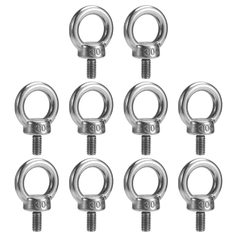 ABSJ-10PCS Vite bullone a occhiello di sollevamento in acciaio inossidabile 304 argento resistente M6 per sollevamento fune metallica