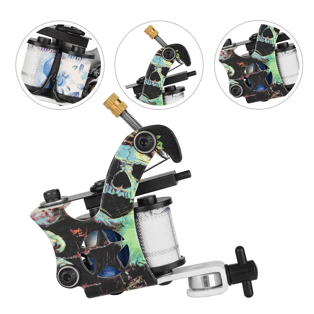 

1pc Five Point Skull Coil Tattoo Machine Lightweight Iron Frame Ergonomic Design Stable Operation For Beginners Professionals