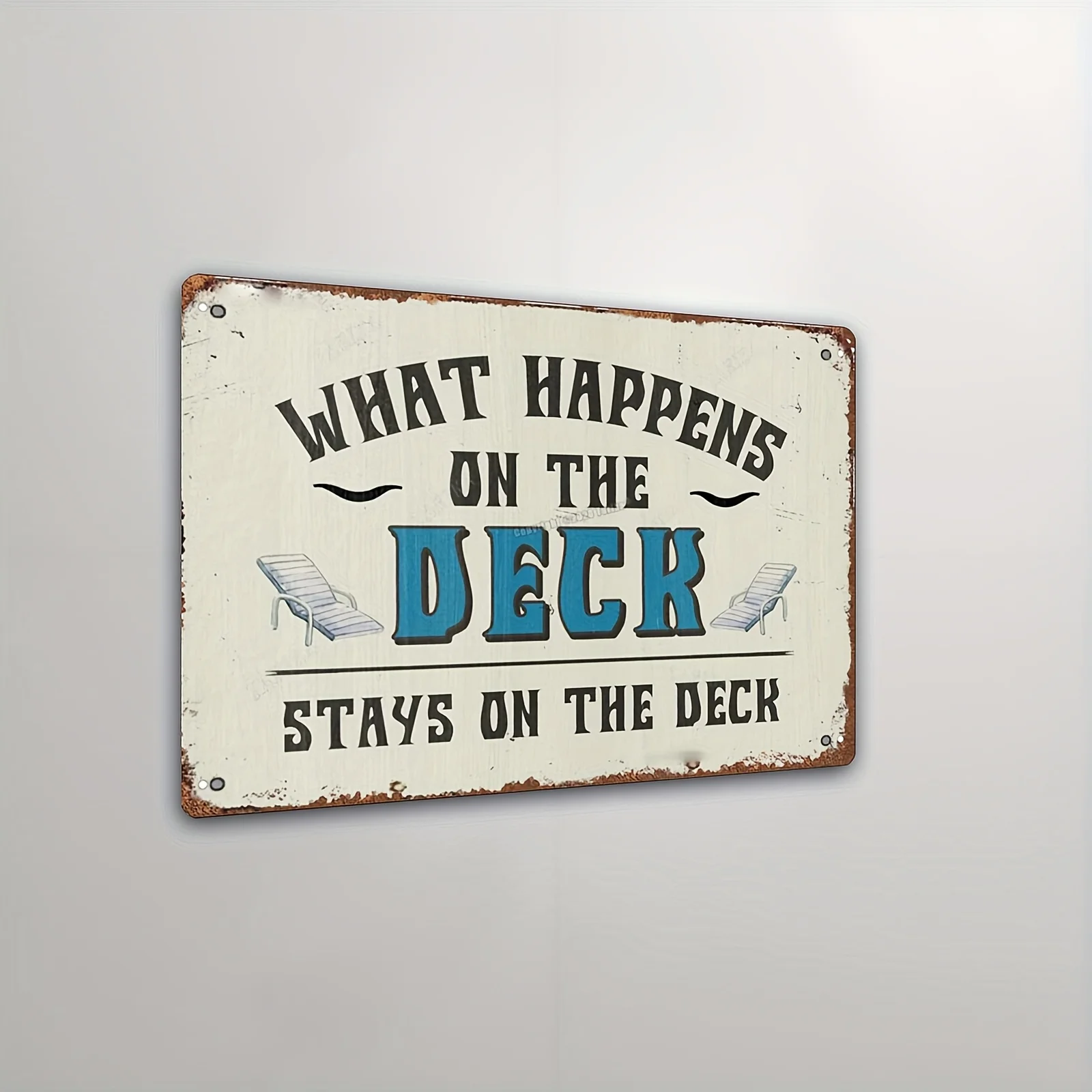 Vintage Art Deco Style Iron Tin Sign 