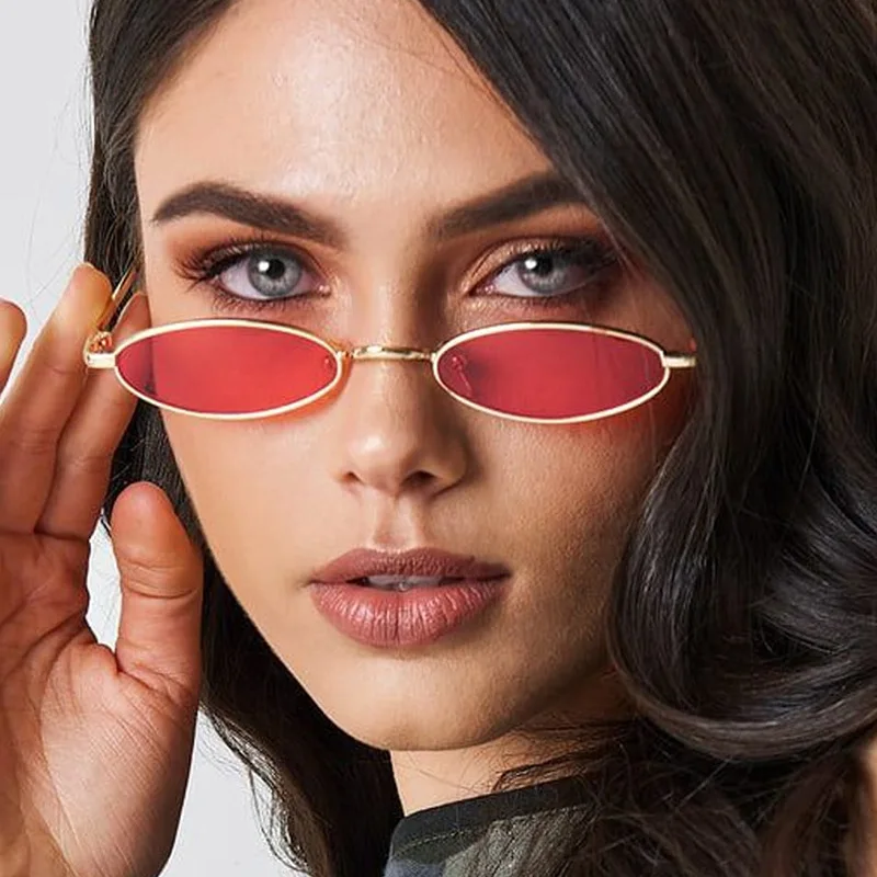 

Ретро маленькие овальные солнцезащитные очки в металлической оправе для модной вечеринки, забавные и необычные украшения для мужчин и женщин, хипстерские праздничные цвета океана