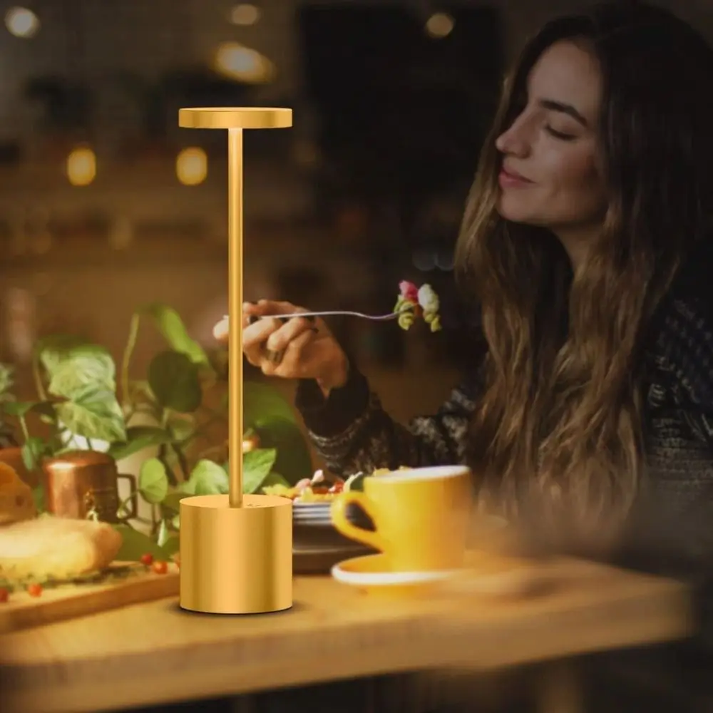 ثلاثة ألوان LED الجدول مصباح الجسم المعدني ستبليس يعتم اللمس الاستشعار مصباح USB قابلة للشحن نوع C قابلة للشحن #1