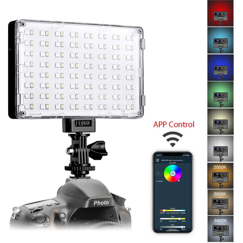 

GVM-10S LED Video Camera Light 2000K-5600K Dimmable Studio Lamp Vlog Fill Light RGB Color Filter Softbox Diffuser