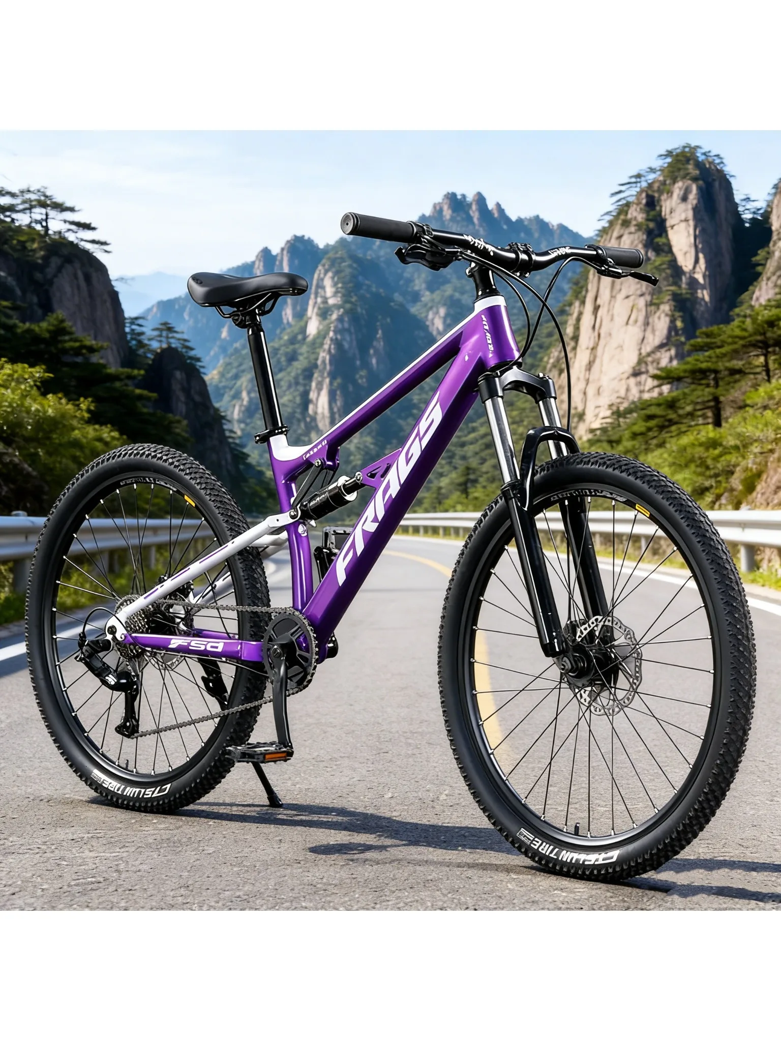 AliExpress NONE Soft Tail Dirt Slope Mountain Bike Full Suspension Off-road Shock Absorption Bicycle Lockable Front Fork Puncture-proof Tires
