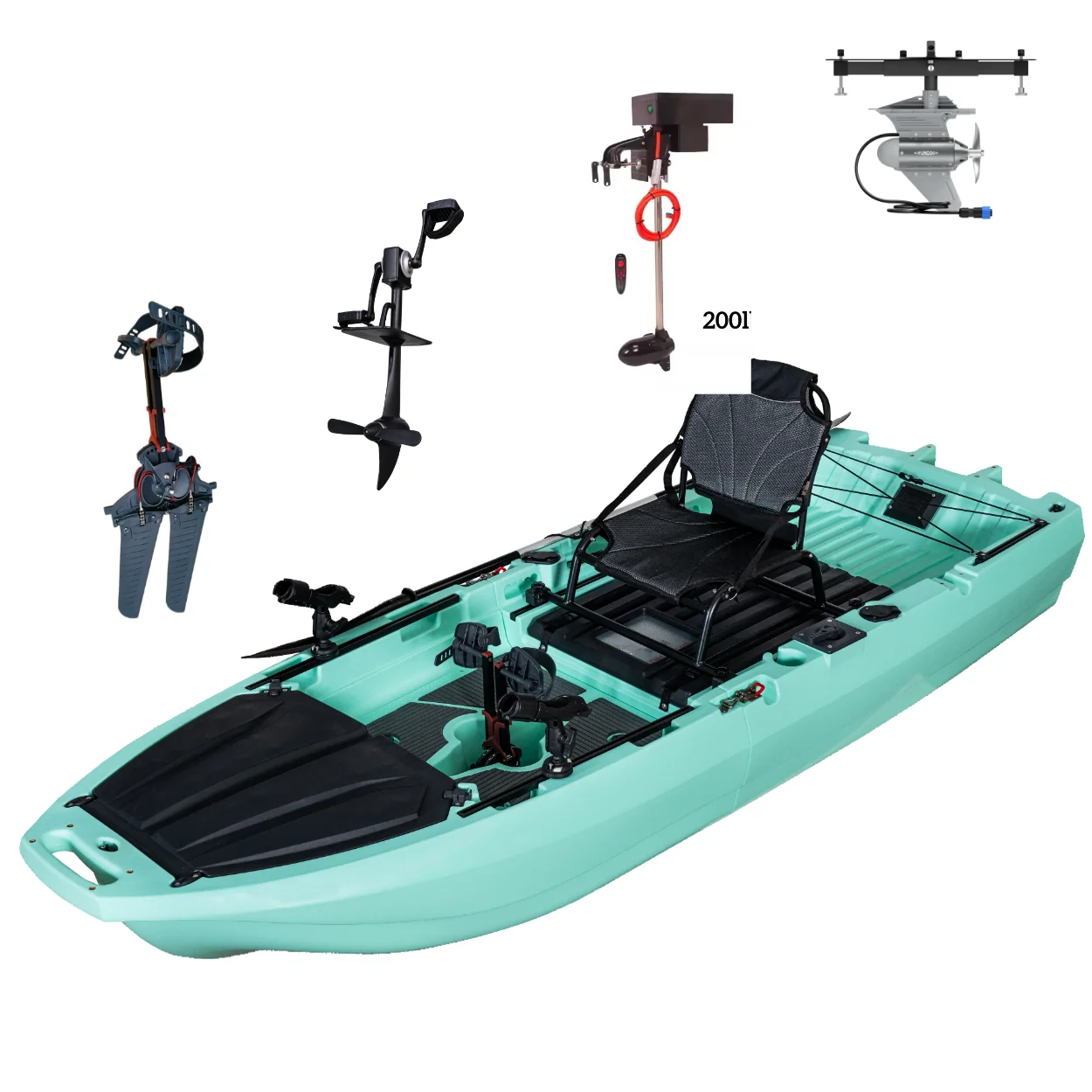 

10FT Multifunctional Fishing Kayak Professional Canoe with Electric Motorized or Propel Pedal Drive or Fin Pedal for Fishing