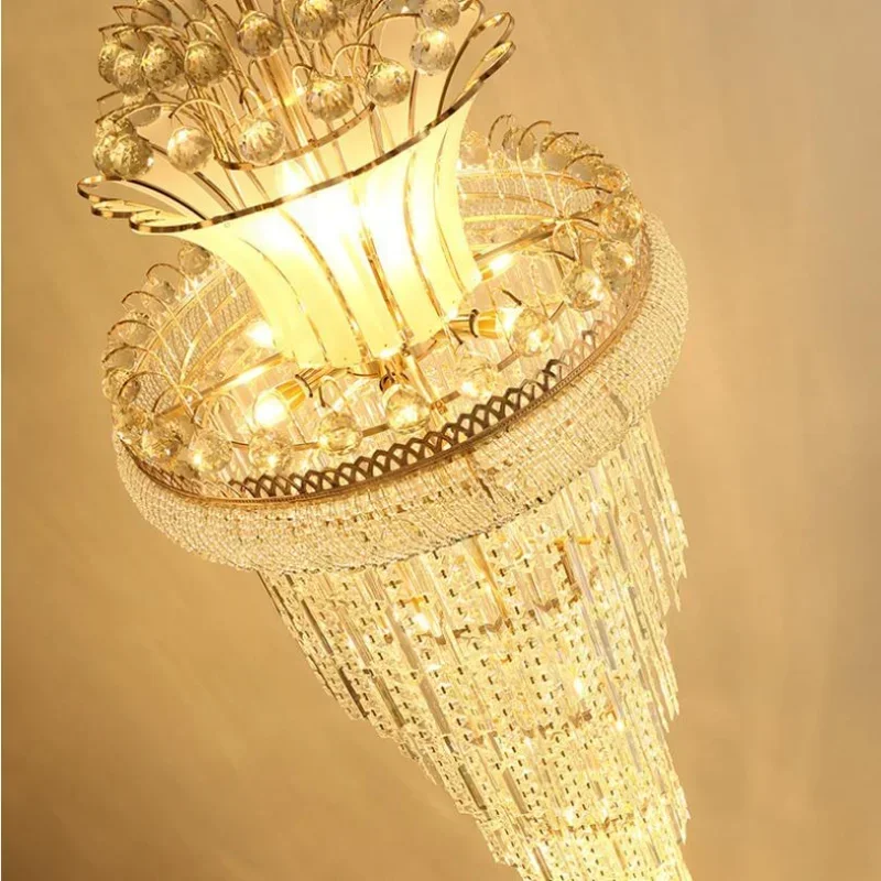 K9 Crystal Large Gold Imperial Chandelier for Hotel Hall Living Room Staircase Hanging Pendant Lamp European Big Lighting