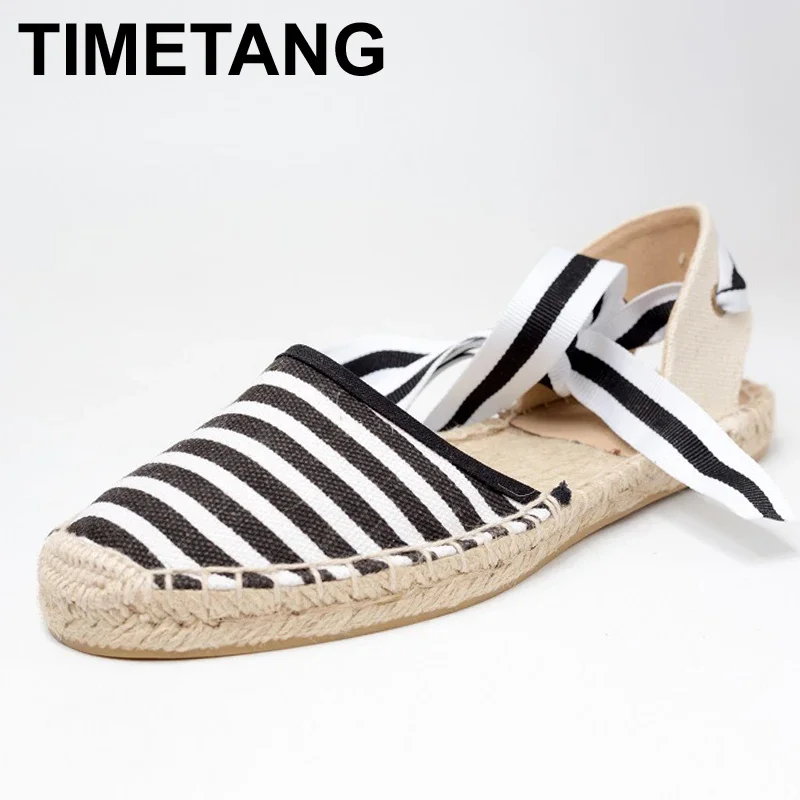 TIMETANG Canvas Espadrille Women Flats Ankle Strap Hemp Bottom Fisherman Shoes For 2017 Spring/Autumn Women Loafers #CH819