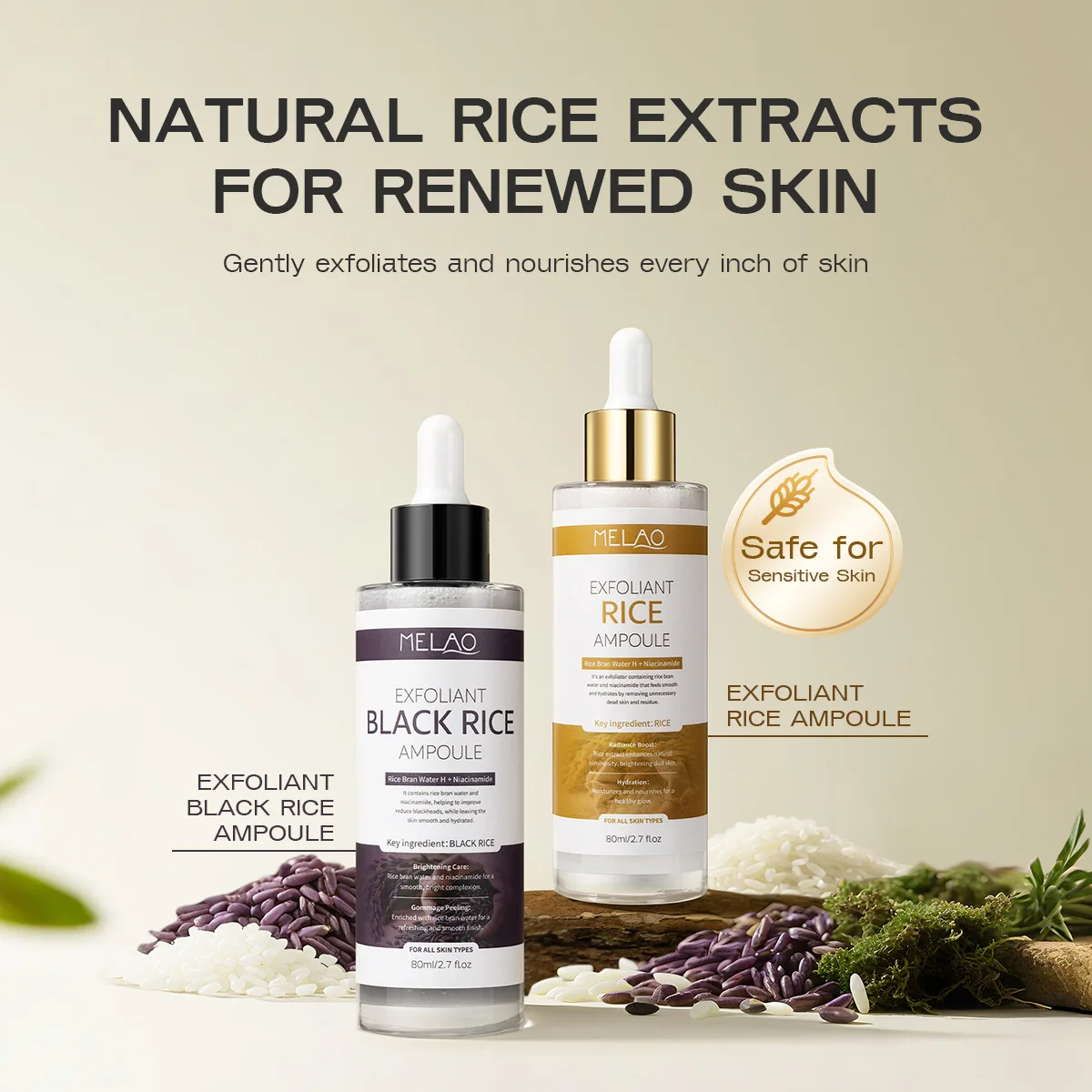 Rice & Black Rice Exfoliating Ampoule - Gently Refines Pores & Hydrates for Smooth Skin