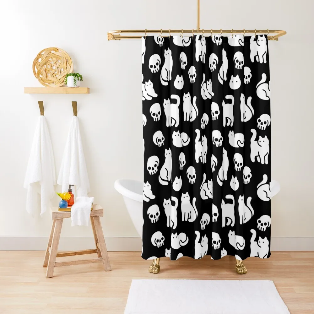 

Cats and Skulls Pattern Shower Curtain Modern Accessory Bathrooms For The Bathroom Set For Bathroom Curtain