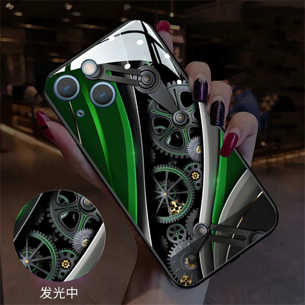 

New Arrival Mechanical Gears Luminous Phone Case For Samsung S24 S23 S22 S21 S20 FE Note 20 Plus Ultra A54 LED Light Up Covers