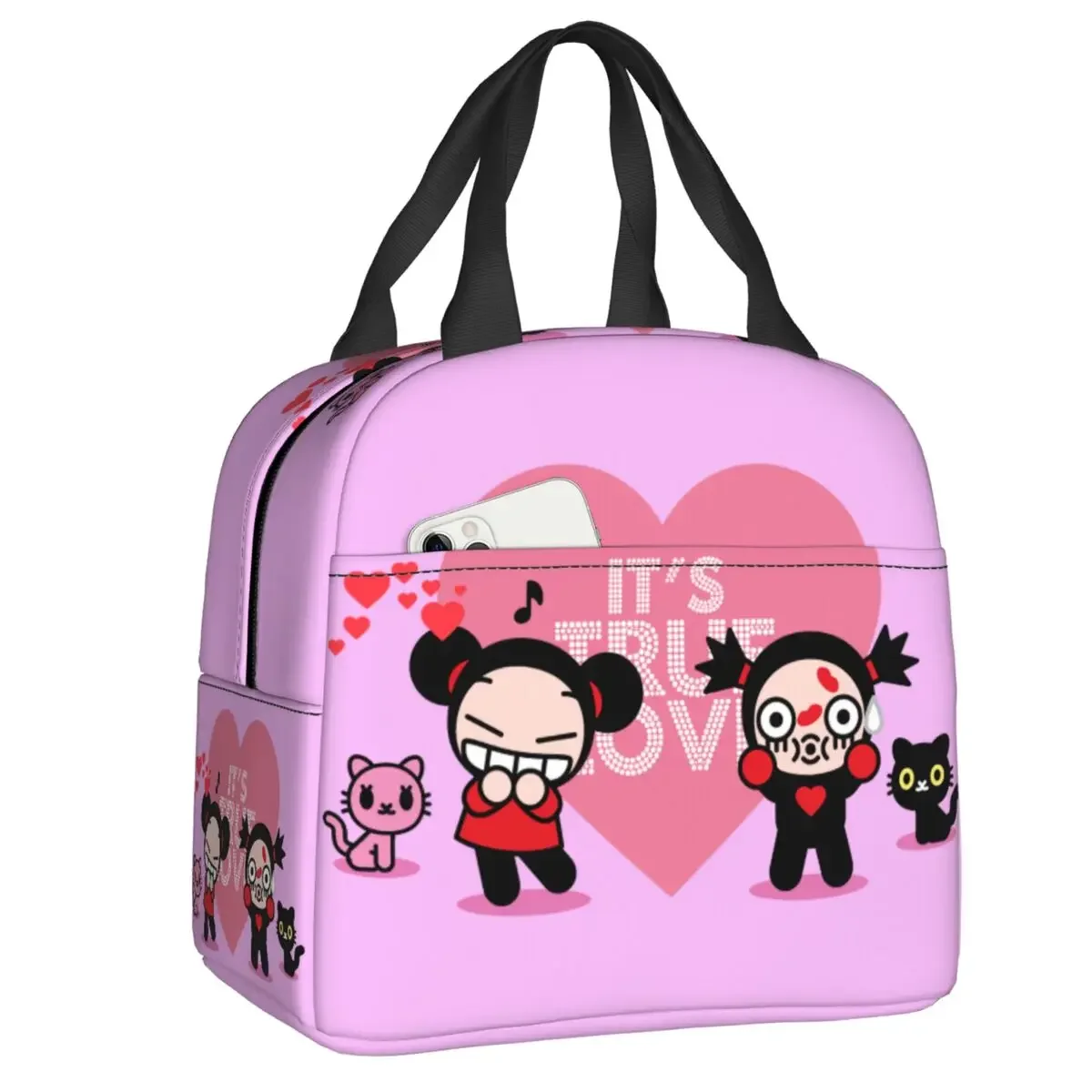 Cartoon Anime Pucca Lunch Bag Women Cooler Warm Thermal Insulated Lunch Box for Work School Office Picnic Food Tote Bags