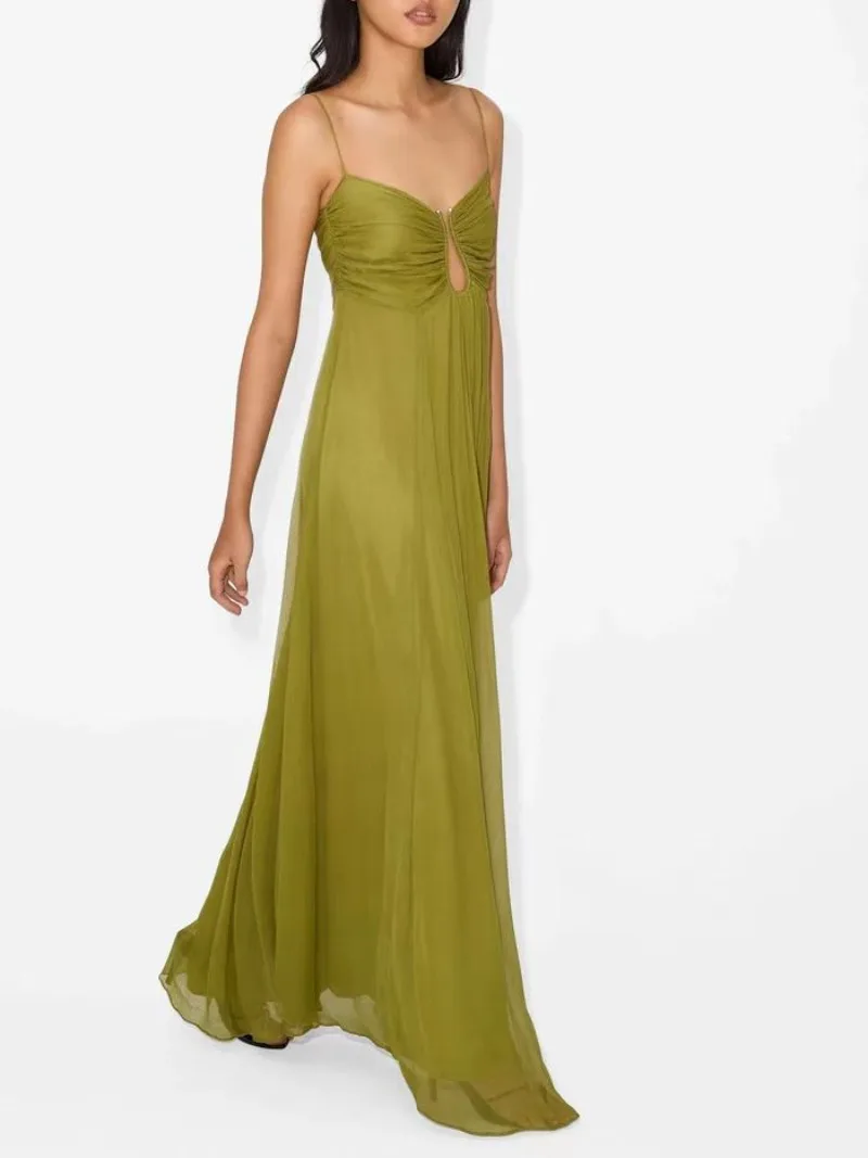 

Fashion Party Dress Women Summer Hollow Out Patchwork Maxi Dress 2025 Sleeveless Simple Ladies Dress