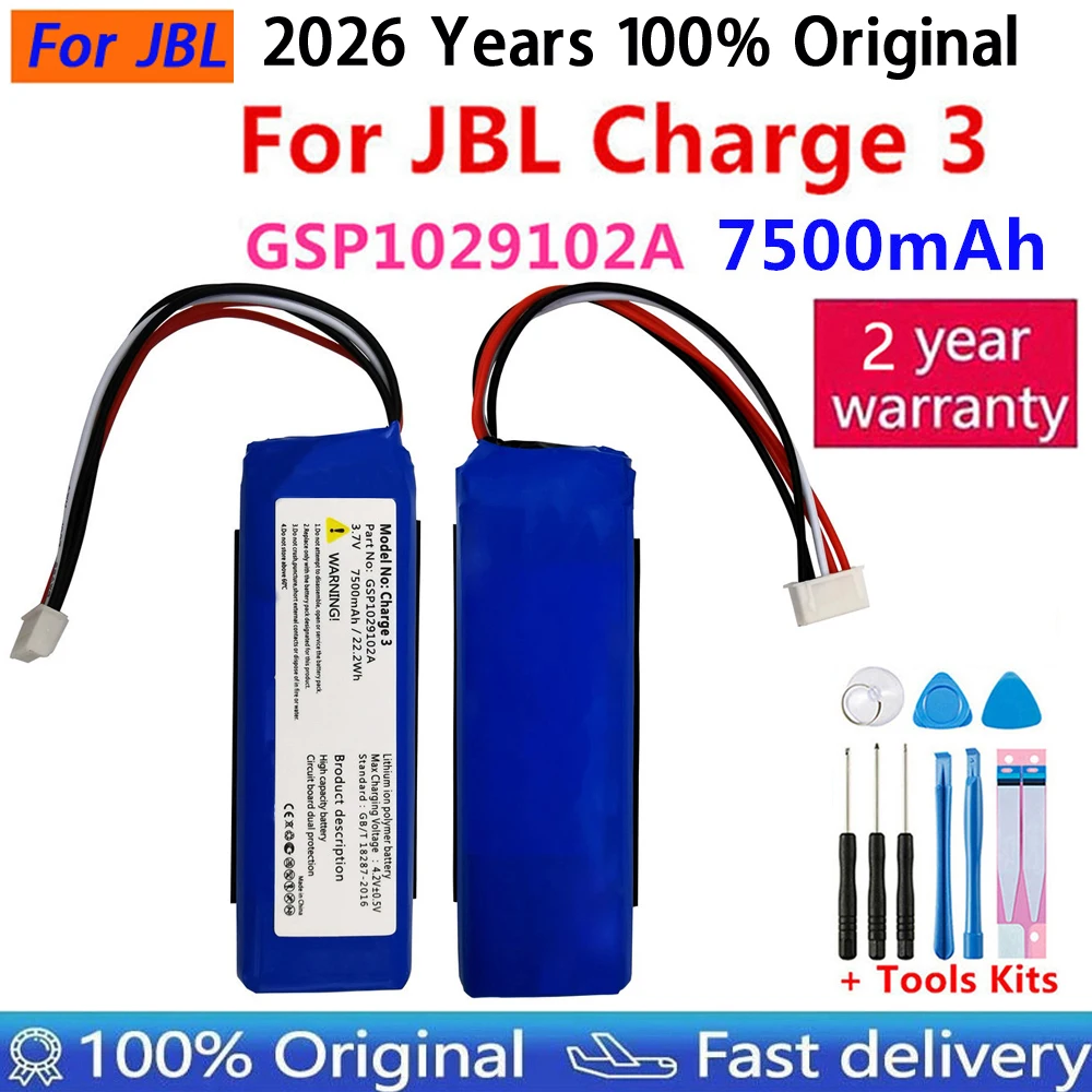 

2026 Years New High Quality 3.7V 7500mAh Battery GSP1029102A for JBL speaker Charge 3 charge3 wireless bluetooth Batteries